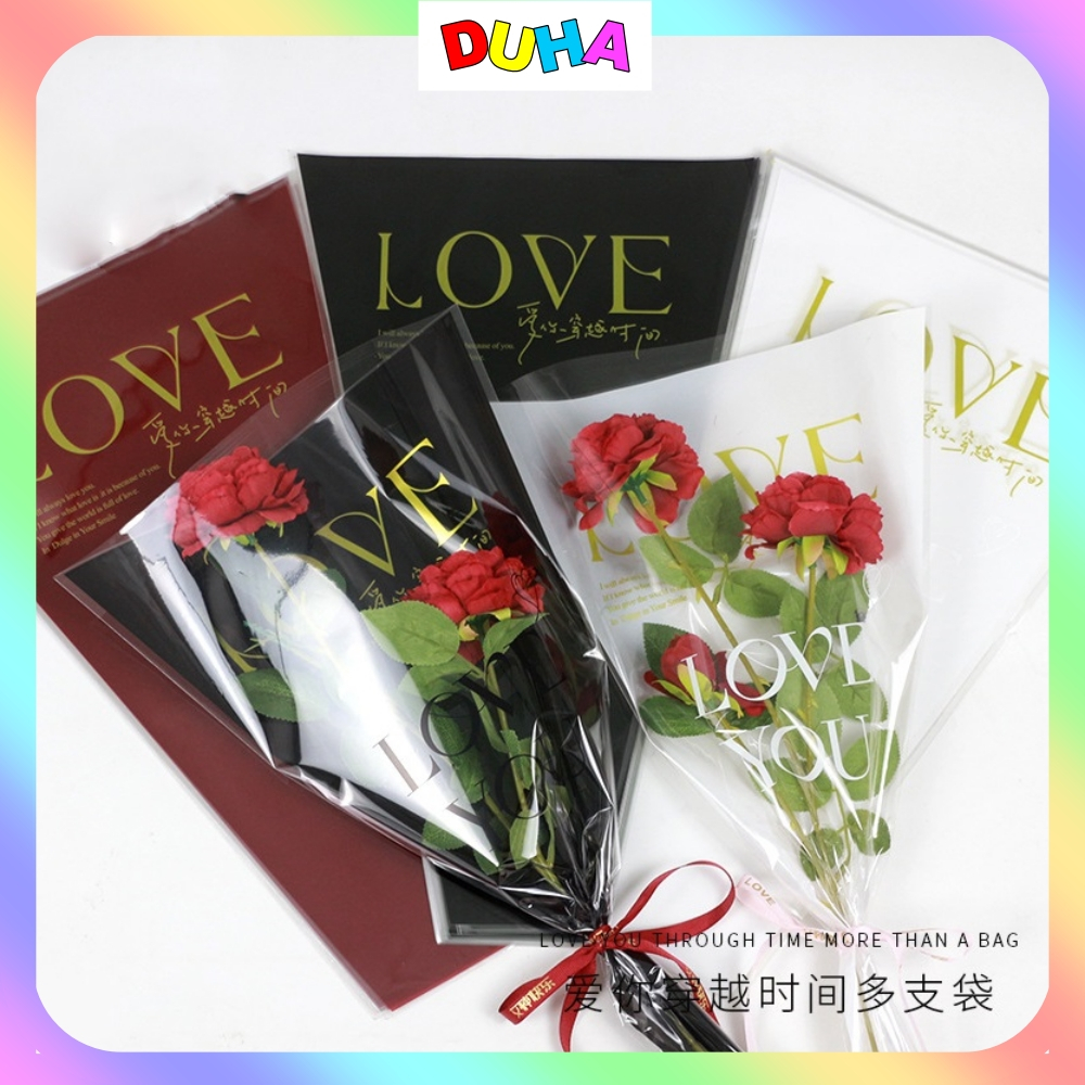 Combo 100 Túi bóng kính đựng bó hoa, 3 bông, 5-10 bông hoa, túi bóng kính đựng hoa DUHA 086