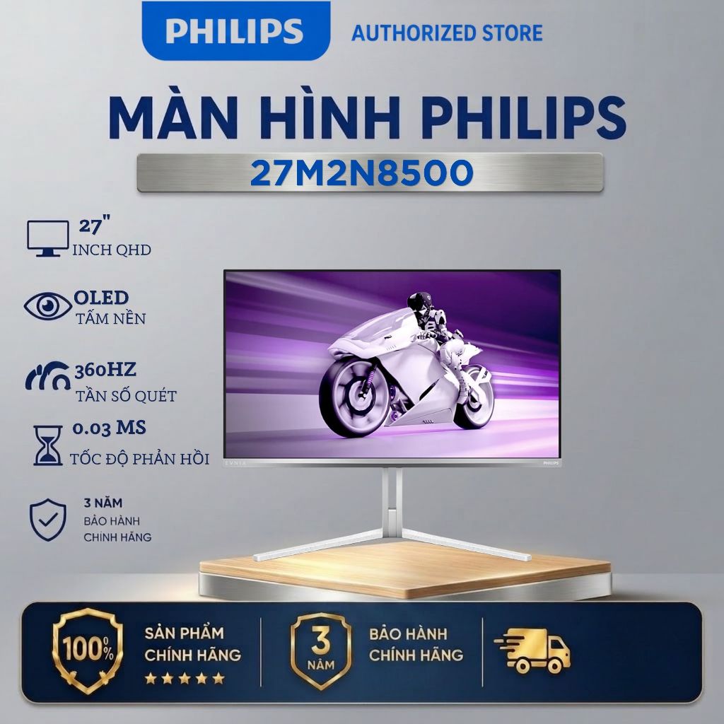 Màn Hình 2K OLED Philips 27M2N8500/01 (27 inch/QHD/QD-OLED/360Hz/0.03ms/Trắng)