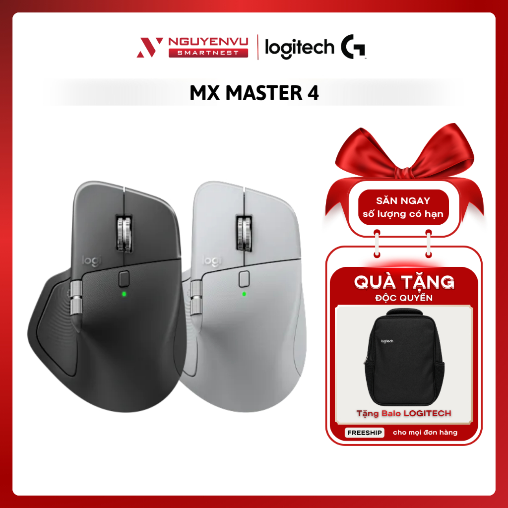 [MÃ MỚI] Chuột không dây Bluetooth Logitech MX Master 4 | 8K DPI, Con lăn vô cực, Phản hồi xúc giác | BH 12 THÁNG