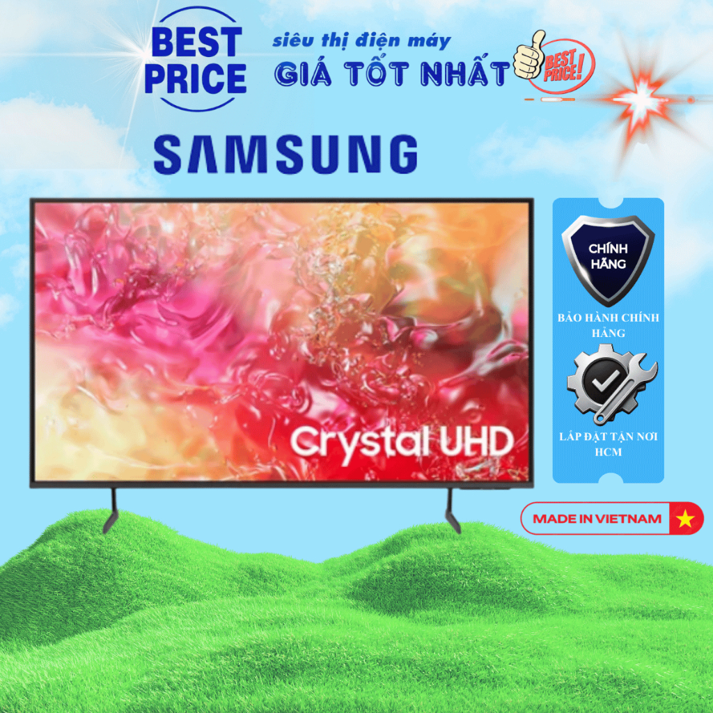 Smart Tivi Samsung 4K 55 Inch 55DU7700 Crystal UHD - Màn Hình Tràn Viền, Hình Ảnh Sắc Nét, Mượt Mà