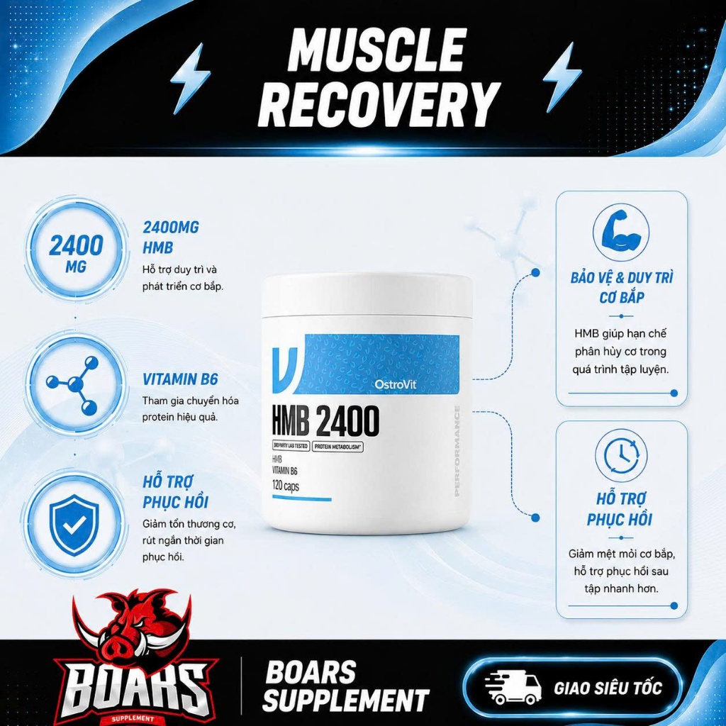 OstroVit HMB 2400mg 120 Capsules | HMB Dạng Viên Nhập Khẩu