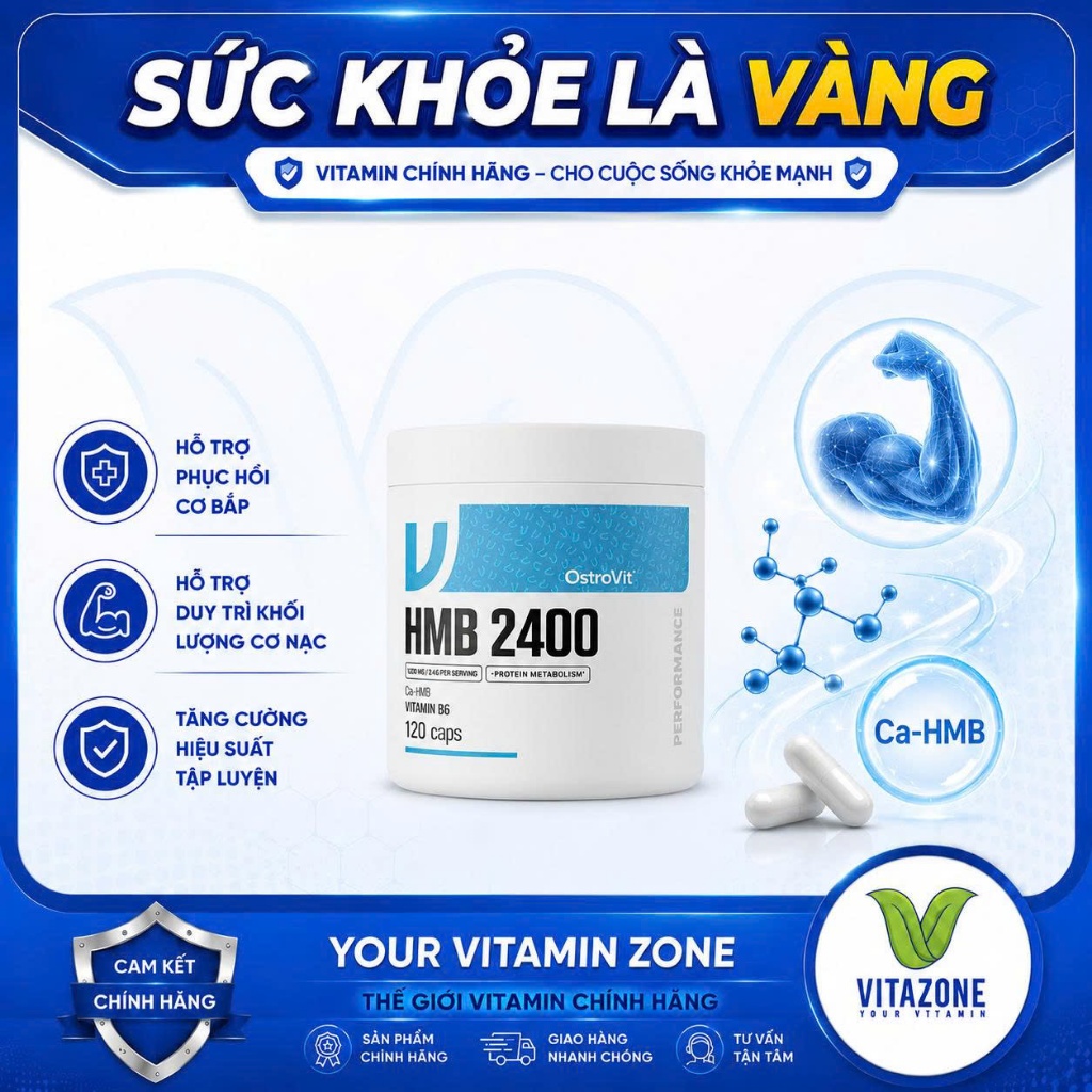 OstroVit HMB 2400 120 Capsules | Bổ Sung HMB Dạng Viên Tiện Lợi