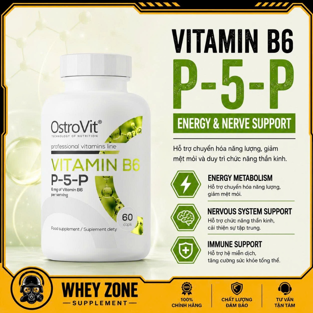 OstroVit Vitamin B6 P-5-P Viên Uống Bổ Sung Vitamin B6
