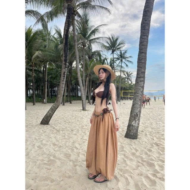 Quần ống rộng thụng Nữ xếp ly Alibaba tôn eo,Quần Balloon Pants Bom Ống To Cạp Chun Bo Gấu Freesize 