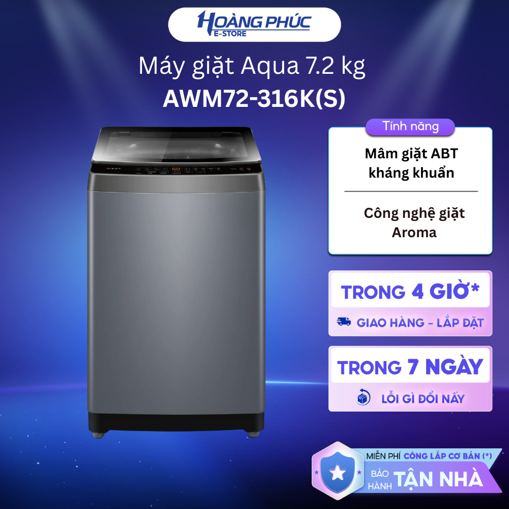 AWM72-316K(S) - Máy Giặt Aqua Không Inverter 7.2 kg AWM72-316K(S) {Ship HCM 0Đ}