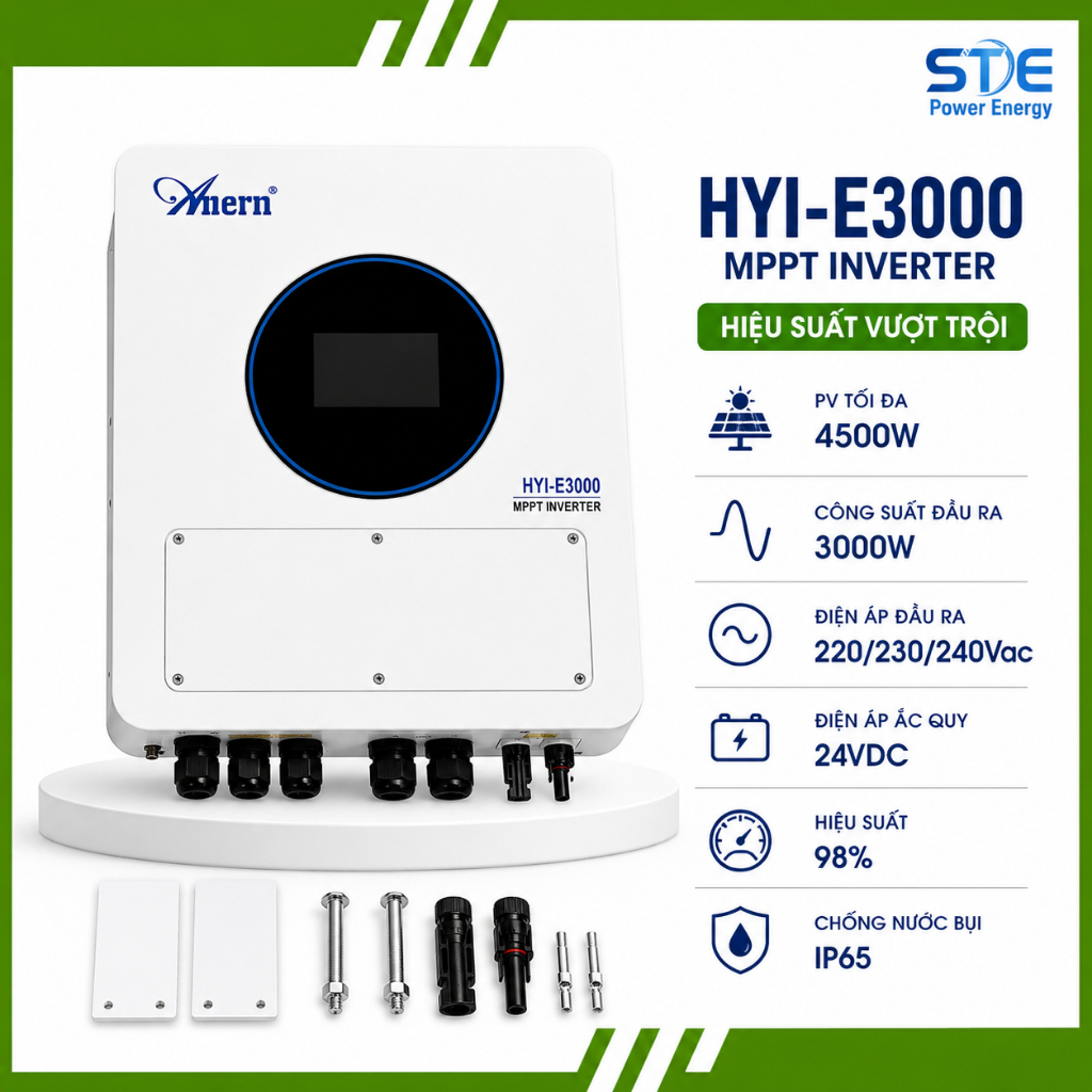 BIẾN TẦN NĂNG LƯỢNG MẶT TRỜI AN-HYI-E3000-STE- IP65 CHỐNG NƯƠC CHỐNG BỤI 3000W 24V STE POWER ENERGY