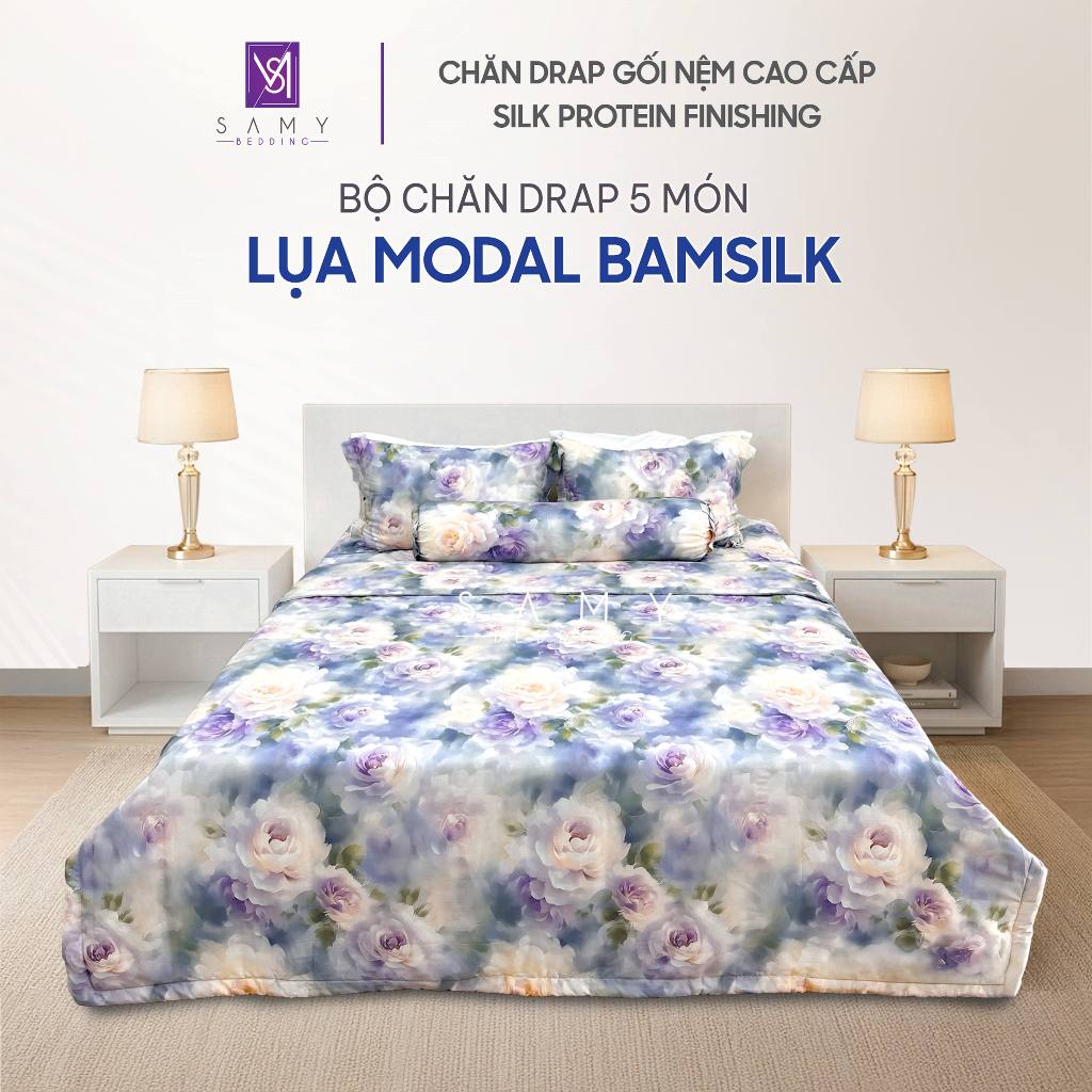 Bộ Chăn Ga Gối Lụa Modal Bamsilk SAMY BEDDING Họa Tiết Đa Dạng Mát Mịn