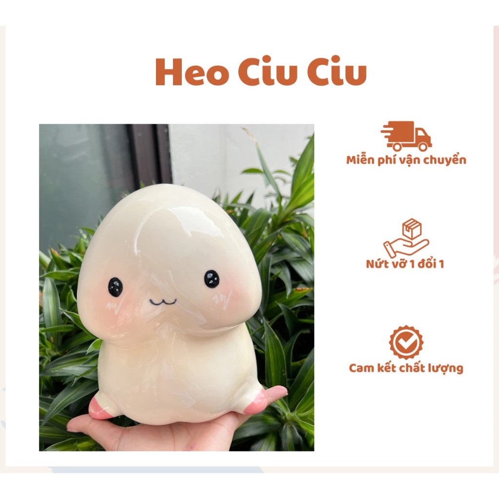 Heo Đất Gốm Ciu Ciu Dễ Thương, Ống Tiết Kiệm Gốm Sứ Cute Decor Bàn Học Phòng Ngủ Quà Tặng