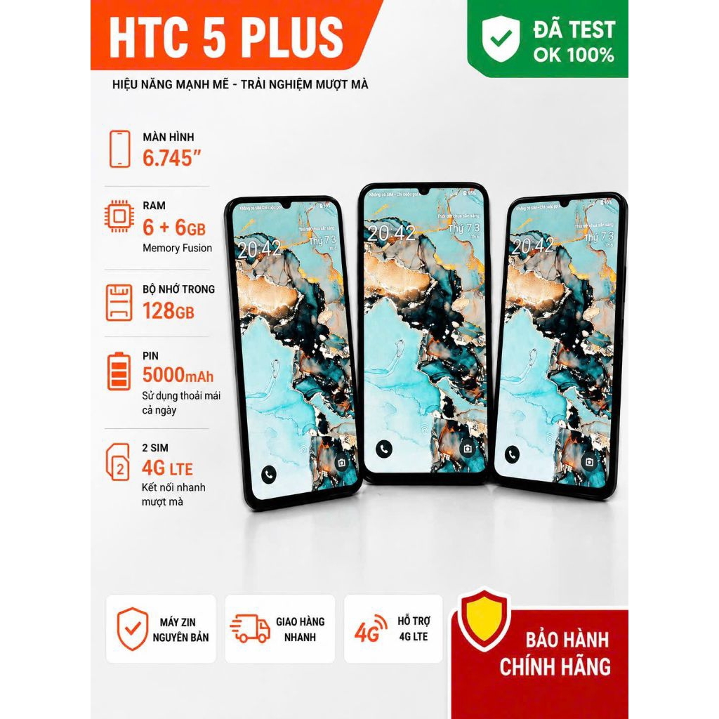 [Chính hãng] Điện thoại HTC E5 Plus, 6,74inch, Ram (6+6)Gb/128GB, hàng siêu lướt, còn nguyên hộp, ph