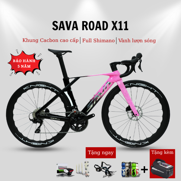 Xe Đạp Đua SAVA X11 Carbon Toray UCI Sơn FISSION Độc Bản Shimano 105 R7120 24 Tốc Độ