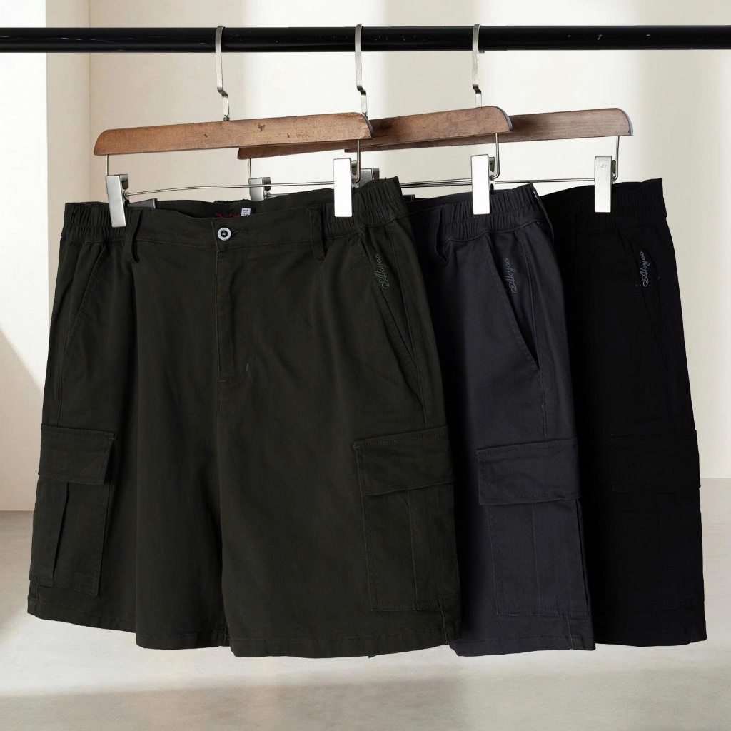 Quần Short Kaki Big Size Nam 80-140kg AKYOO Vải Cotton Co Giãn, Thoải Mái_ SK HOP REU , XAM , DEN
