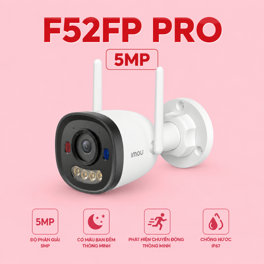 (TẶNG HKT đơn cam+thẻ)Camera Wifi Ngoài Trời IMOU F52FP/F52FP PRO 5MP 3K Có Màu Ban Đêm,WiFi 6,IP67