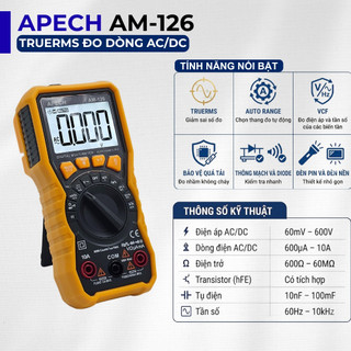 Đồng Hồ Vạn Năng Đo Điện APECH AM126 TrueRMS, Tự Động Chọn Thang Đo - Anh Phát