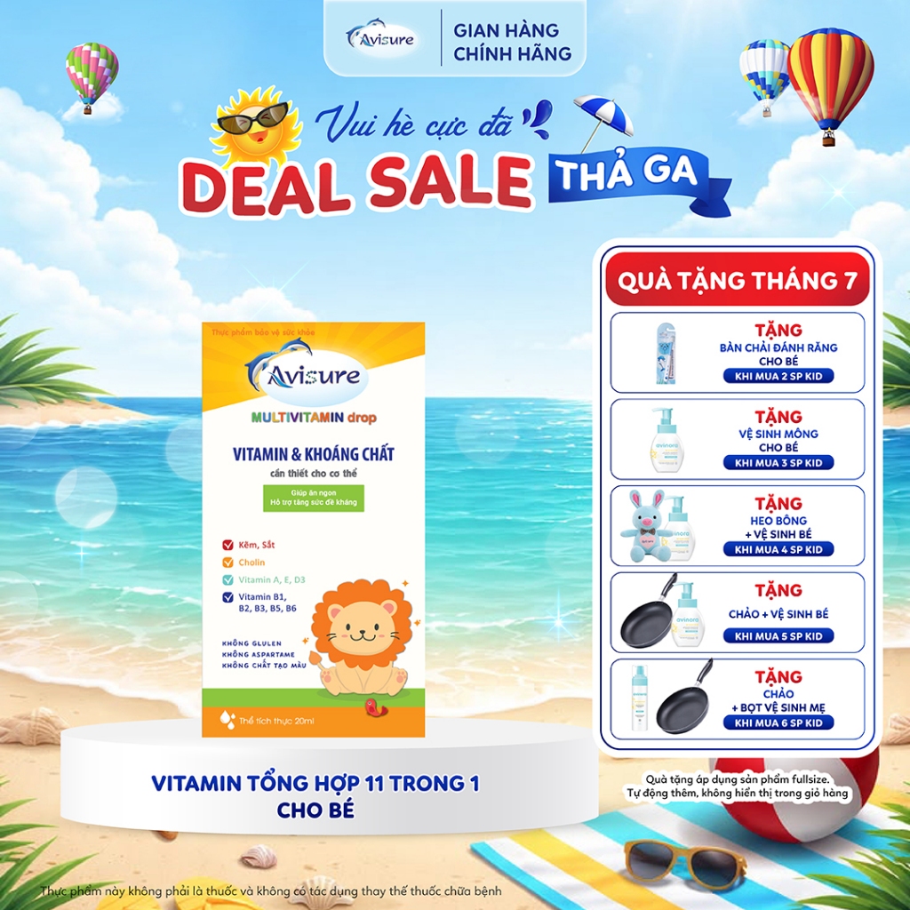 Vitamin tổng hợp cho bé Avisure Multi TPBVSK bổ sung 11 loại vitamin và khoáng chất 30ml