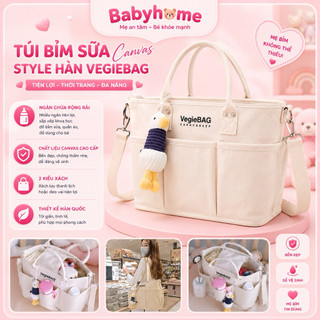 [ẢNH THẬT] Túi Xách Bỉm Sữa Vegiebag size đại Đa Năng phong cách Hàn Quốc