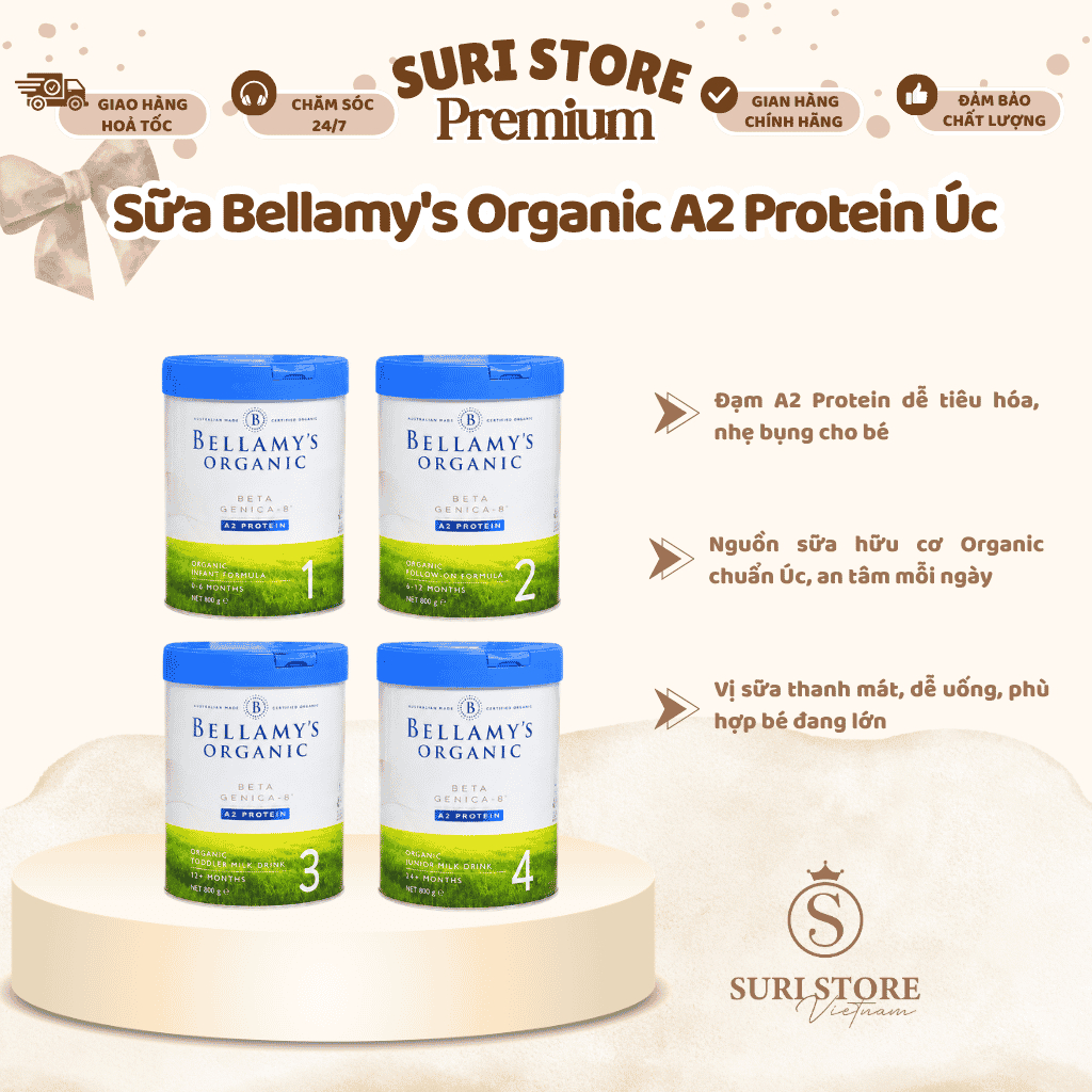 Sữa Bellamy’s Organic A2 Protein Úc 800g Đạm A2 Hữu Cơ Dịu Nhẹ Cho Bé | Suri Store VTP
