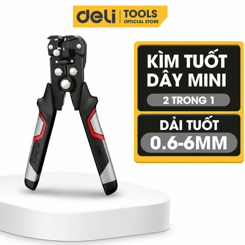 Kìm Tuốt Dây Điện Đa Năng Deli - Chất Liệu Thép Cao Cấp, Điều Chỉnh Lực Tuốt Dây Dễ Dàng - EDL2015