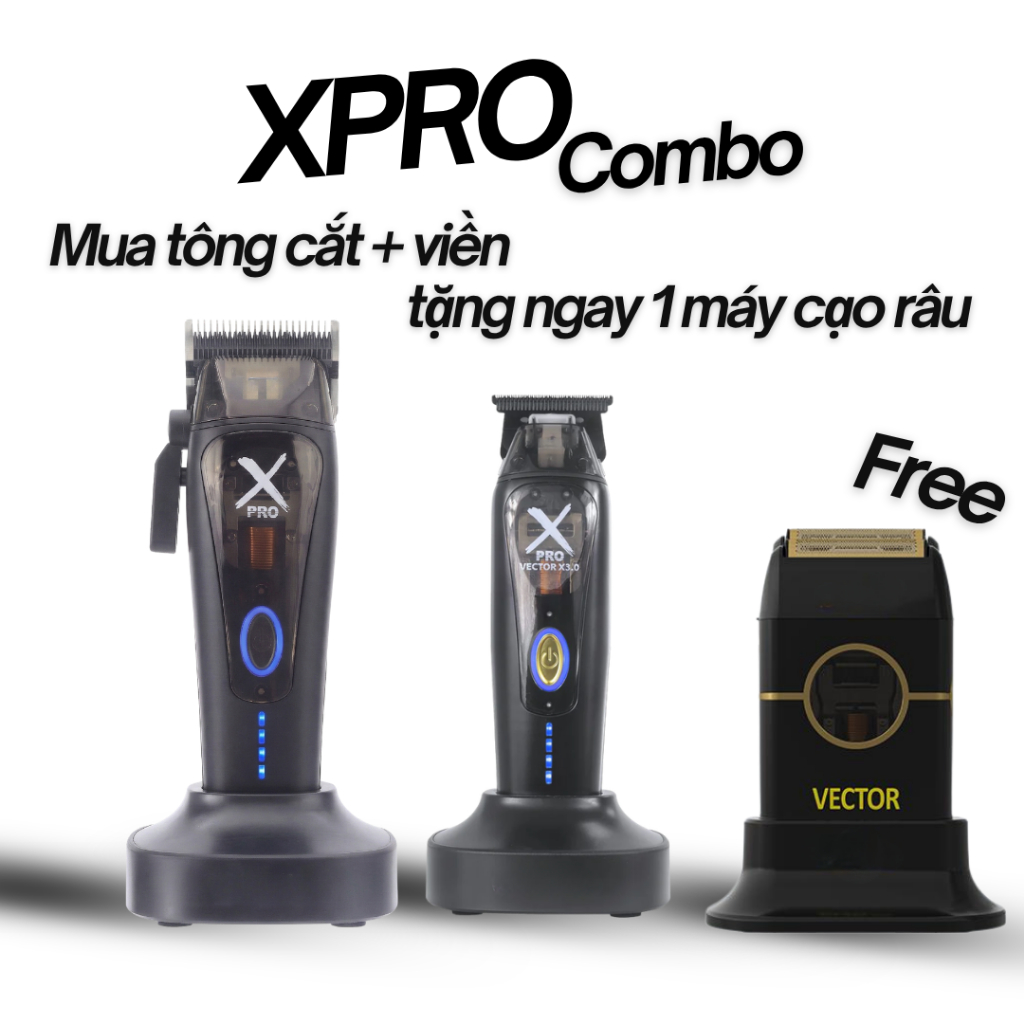 Combo Tông Đơ XPRO HC-999C+XPRO VECTOR 3.0 Tặng Máy Cạo MRD ZB-999