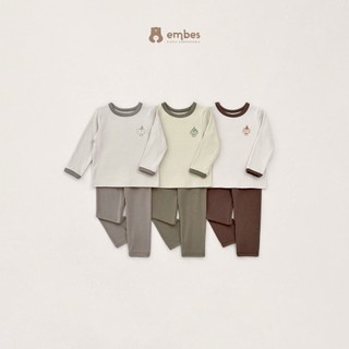 Bộ Quần Áo Thu Đông In Hình Cho Bé Trai Embes, Bộ Quần Áo Chất Thun Cotton Ấm Áp Size Từ 8-18kg