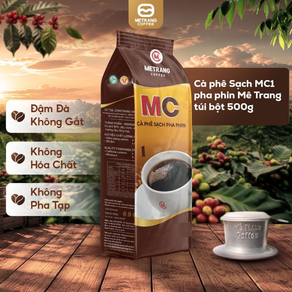 Cà Phê Sạch MC1 Mê Trang 500G - Cà Phê Rang Xay Pha Phin, Đậm Đà Chuẩn Vị Việt