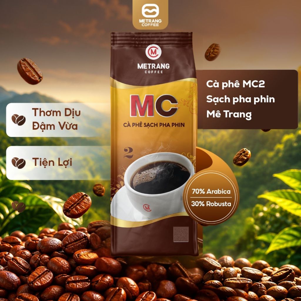 Cà Phê Sạch MC2 Mê Trang 500G - Cà Phê Pha Phin, Hương Thơm Thanh, Đậm Đà Hậu Vị