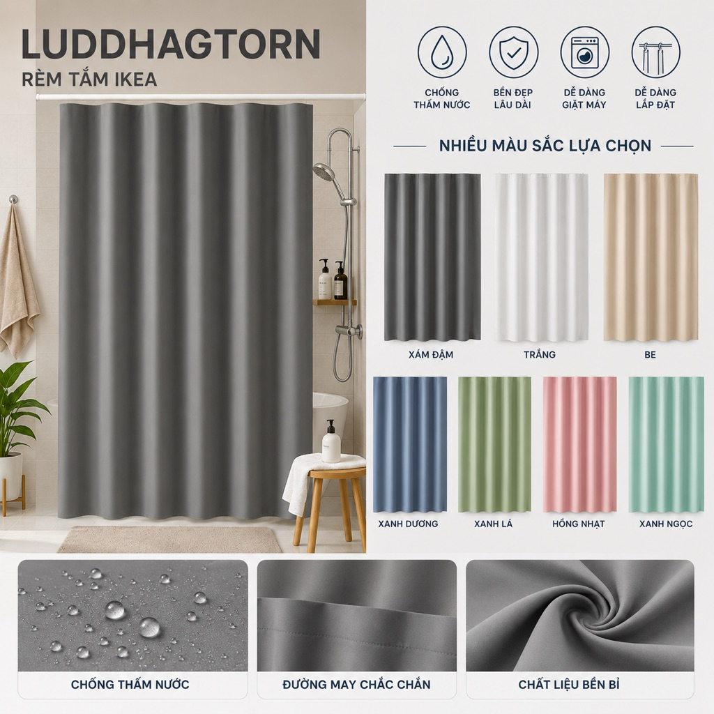Rèm phòng tắm IKEA siêu chống thấm