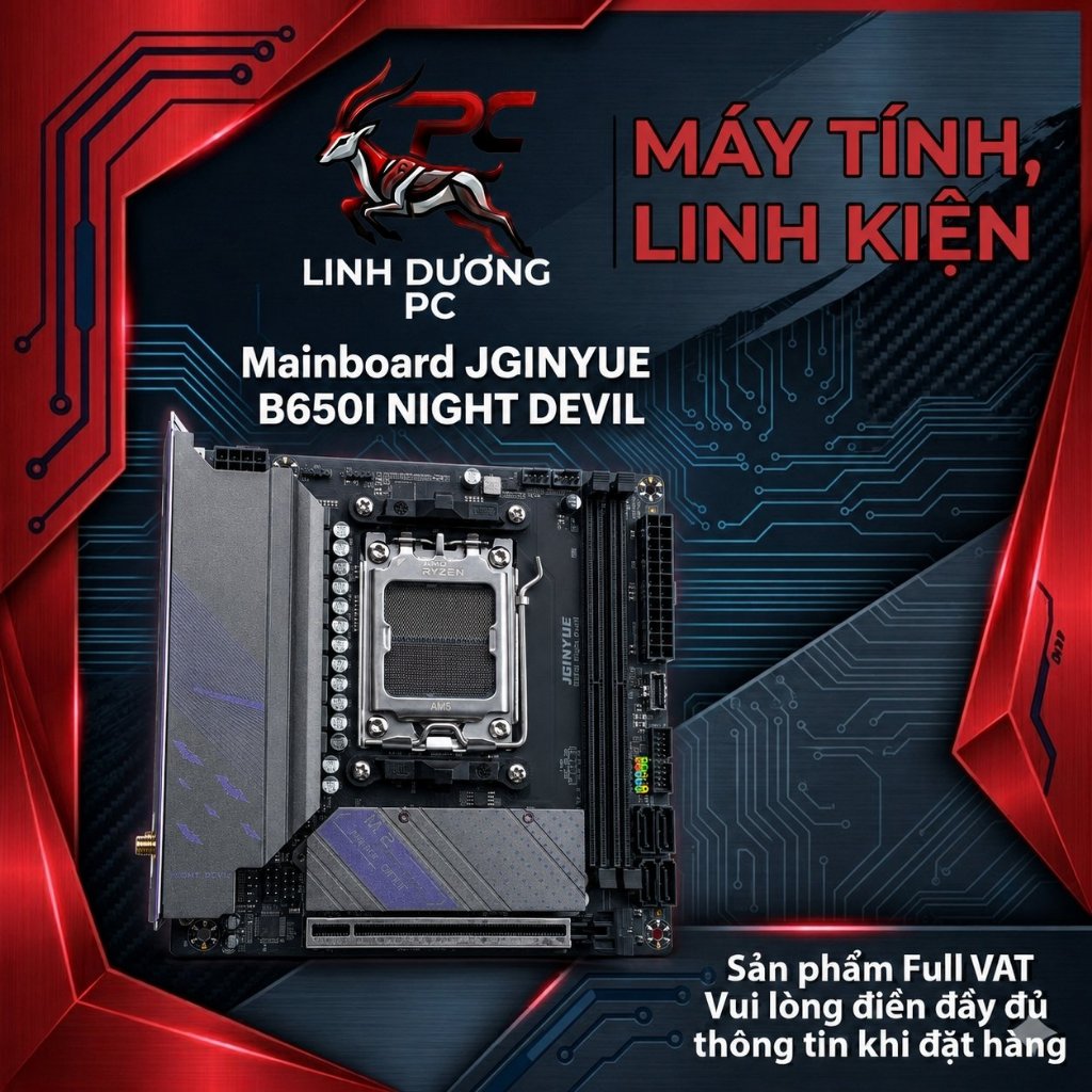 Mainboard JGINYUE B650I Night Devil DDR5 AM5 Bảo Hành 36 Tháng