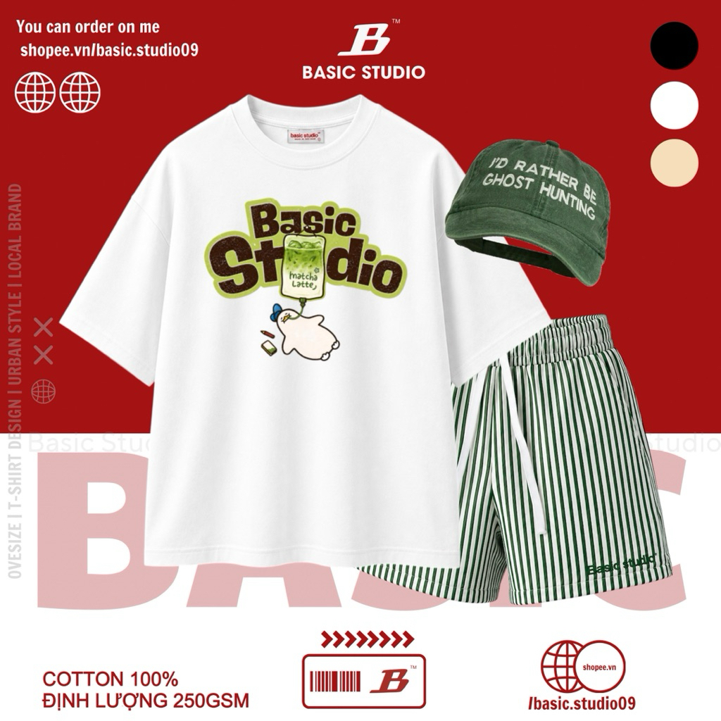 [ CHÍNH HÃNG BASIC STUDIO ] Áo Thun Ovesize Unisex “ Matcha Latte”
