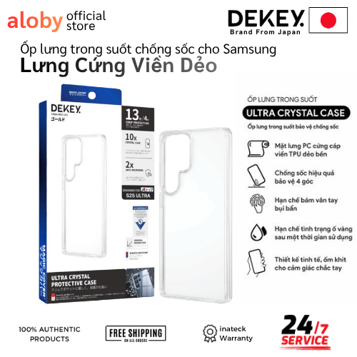 [Chính hãng] Ốp Lưng Trong Suốt DEKEY Ultra Crystal Samsung S24 - S26 Series | Lưng PC Viền TPU Chốn