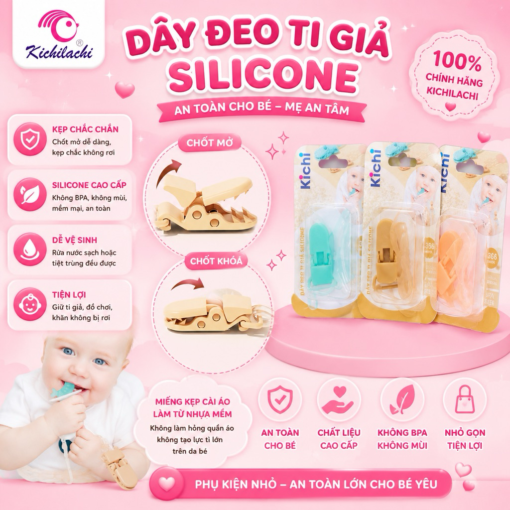 Dây đeo ti giả silicon Kichilachi cho bé từ 0-36 tháng babyhome