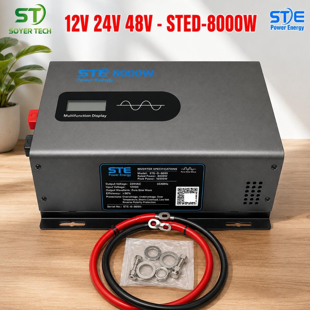 Inverter Sóng Sin Chuẩn STED 8000W 12V Lên 220V | Biến Tần Pure Sine Wave STE Power Energy | Chính H