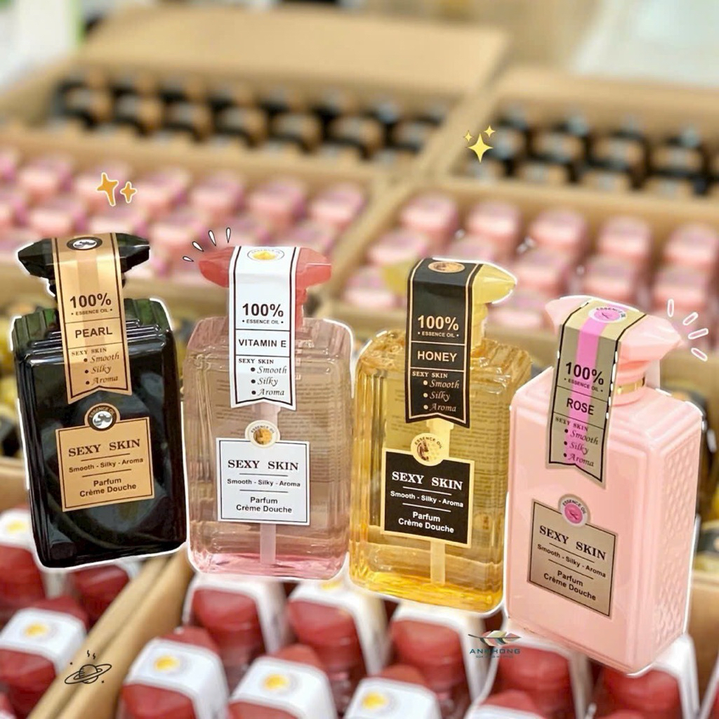 Gel Tắm, Sữa Tắm S.e.x.y Skin Essence Oil Parfum Creme Douche Pearl 600ml làm da mềm mịn