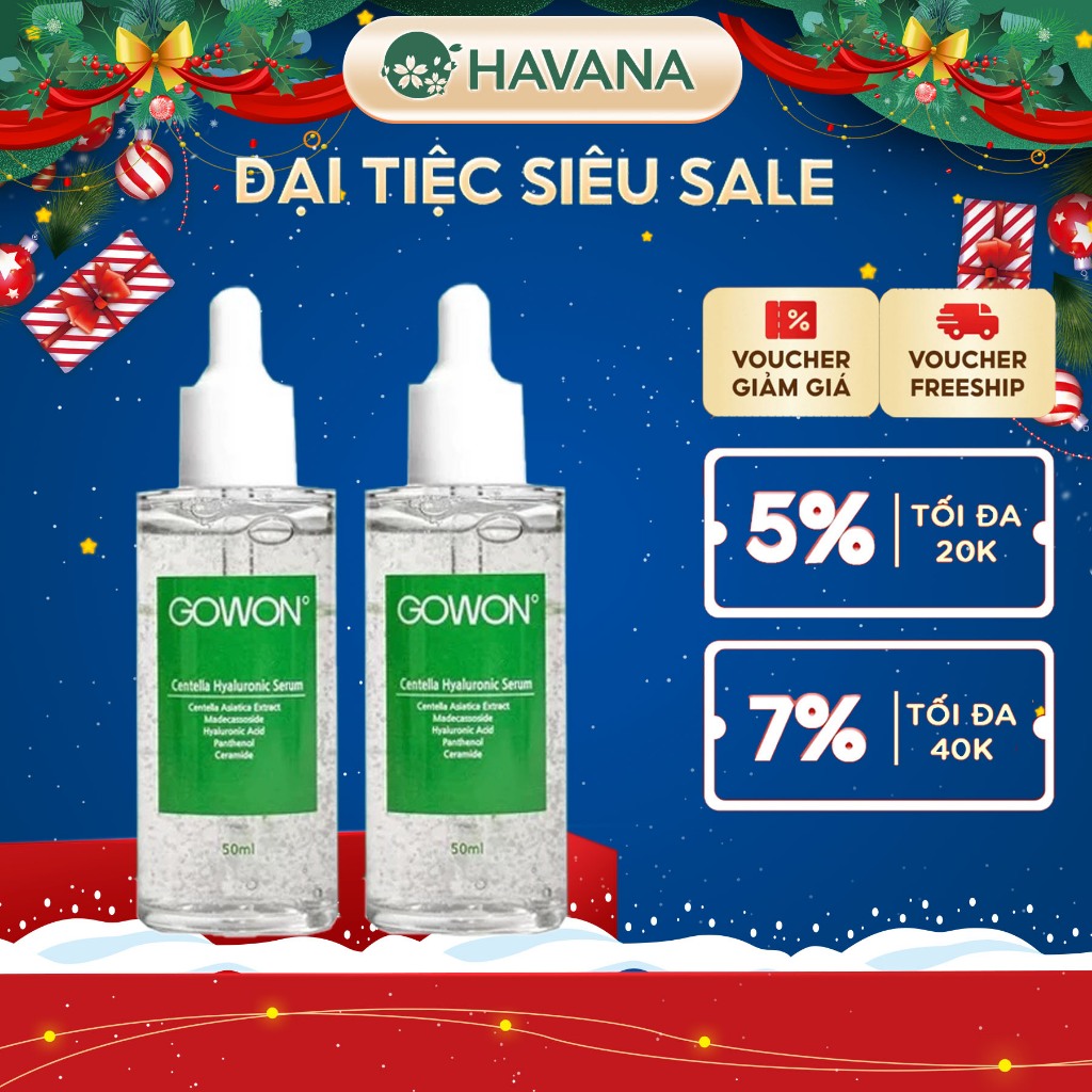 Serum Rau Má & HA Gowon Centella Hyaluronic Cải Thiện Da Mụn, Cấp Nước Và Phục Hồi Da 50ml