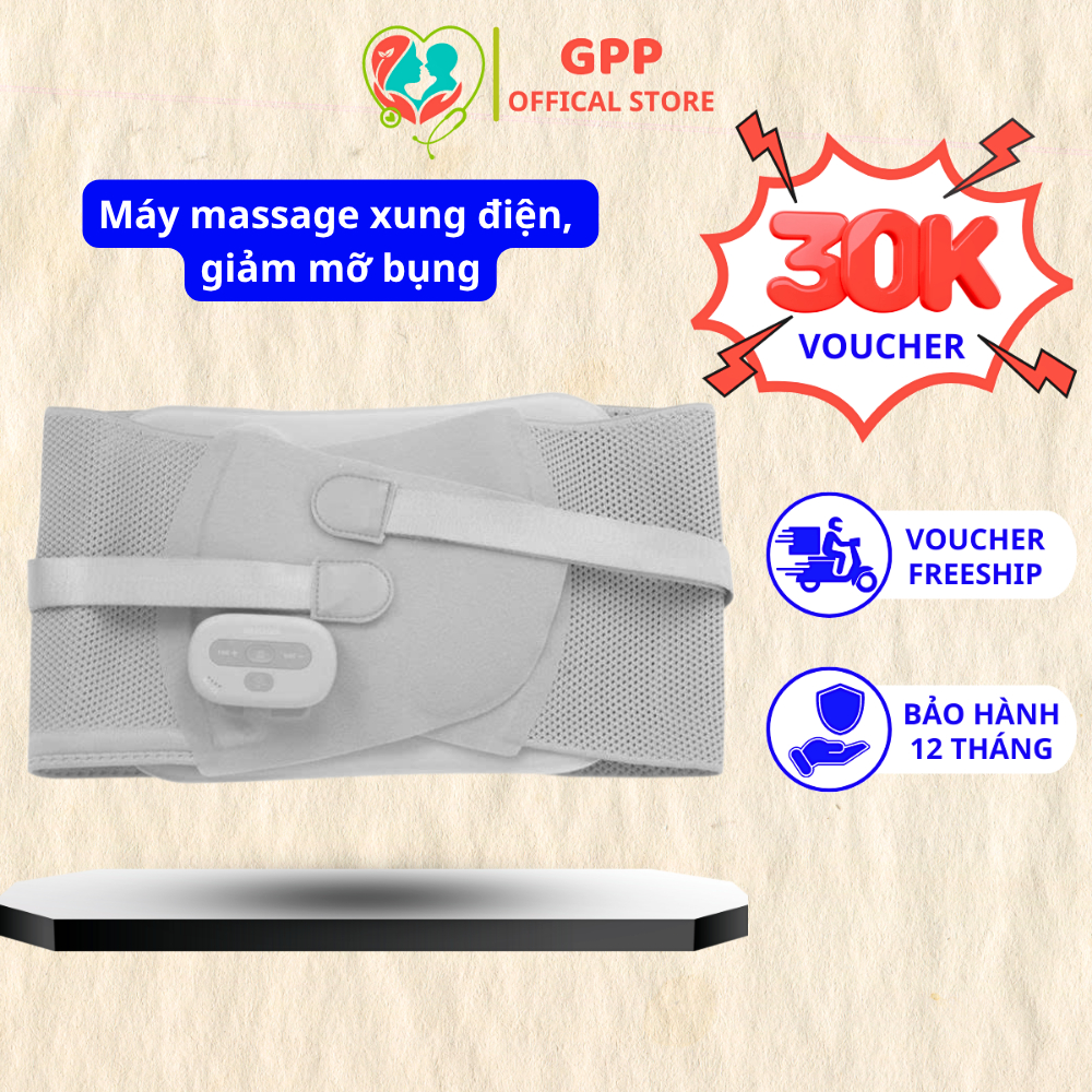 Đai massage định hình giảm mỡ bụng lưng Fitness 1106 - 3 chế độ rung, 15 cường độ EMS, 3 mức nhiệt