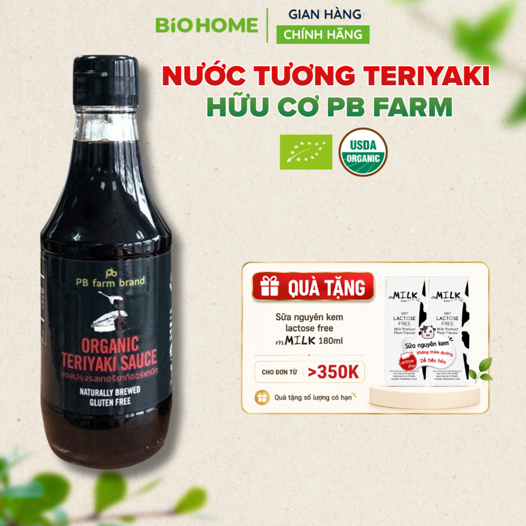 Nước Tương Teriyaki Hữu Cơ PB Farm 200ml - Sốt Ướp Chế Biến Món Kho Nướng Lành Tính Cho Người Ăn Kiêng, Bé Ăn Dặm Từ 12m
