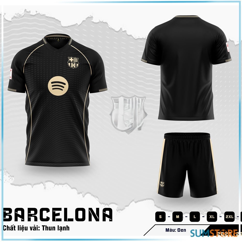 Quần Áo Bóng Đá Barca Thủ Môn Đen - Đồ Đá Banh Thể Thao Nam Nữ Mới Đẹp