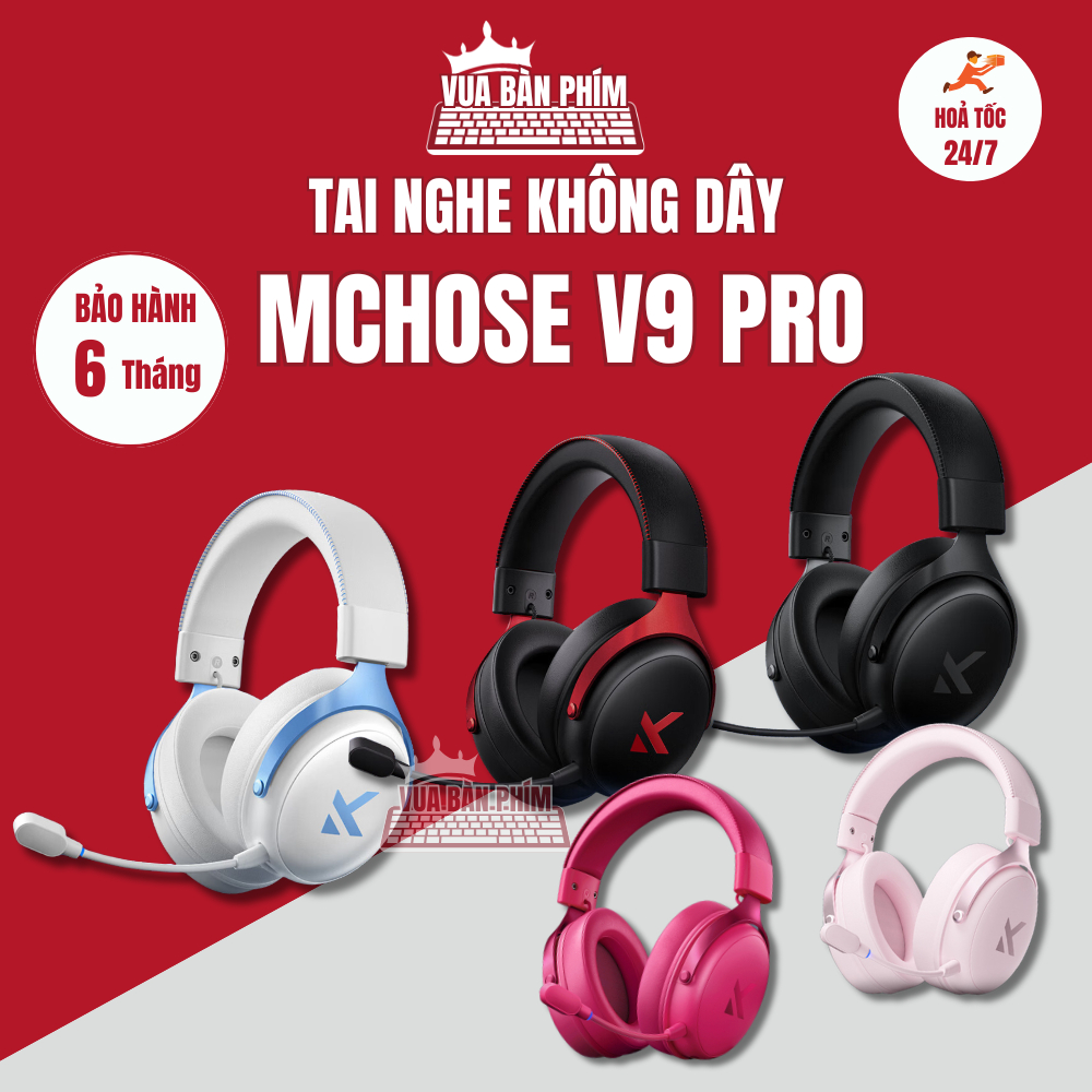 Tai nghe Mchose V9 PRO không dây bluetooth gaming 3 Chế Độ Kết Nối, Âm Thanh Vòm 7.1, Chống Ồn, Pin 250H, Nhẹ 250gram