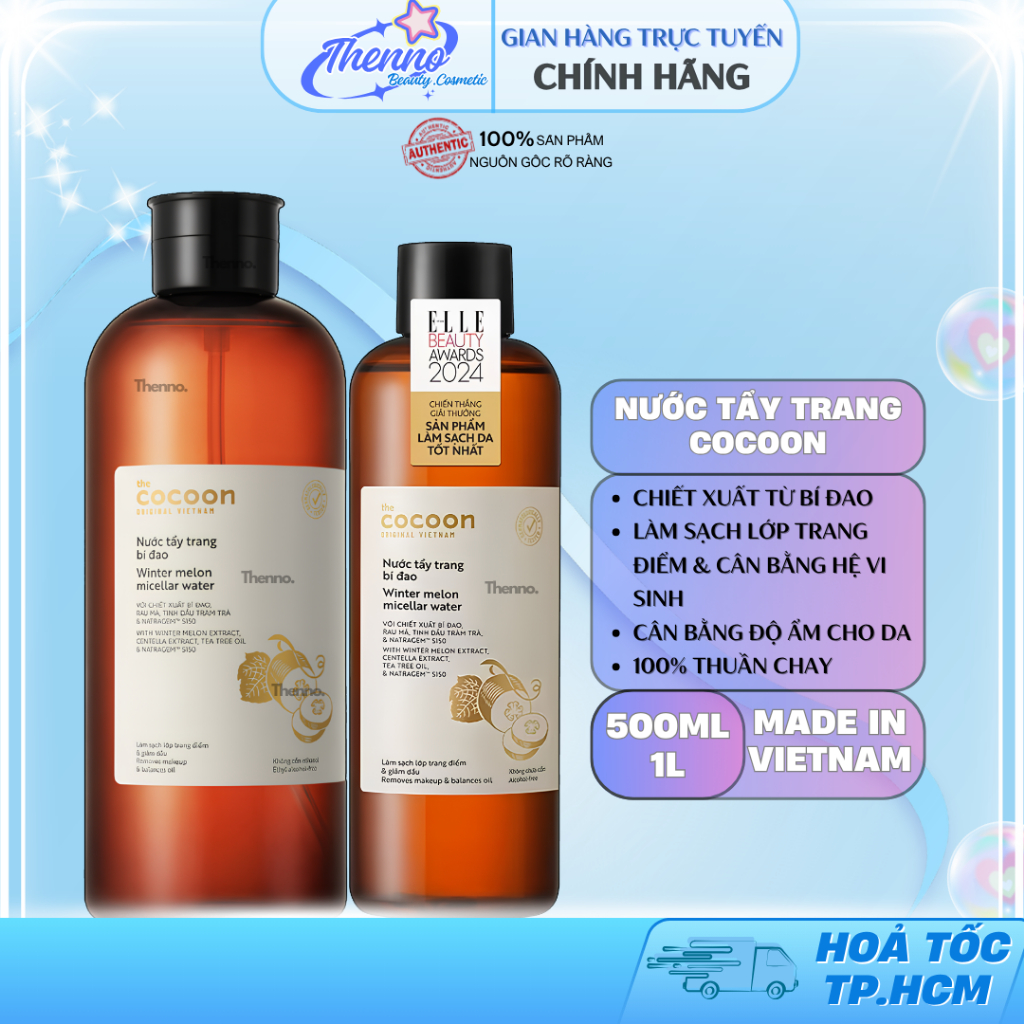 Nước Tẩy Trang Thuần Chay Bí Đao The Cocoon Winter Melon Micellar Water 500ml-1000ml