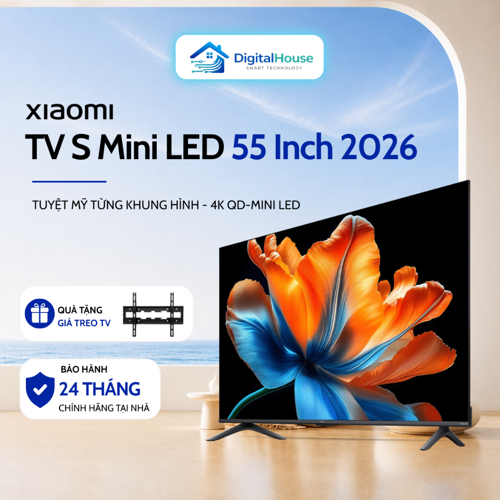 Smart Tivi Xiaomi TV S Mini LED 55 Inch 2026 Google TV 4K, Có Tiếng Việt - Bảo Hành 24 Tháng