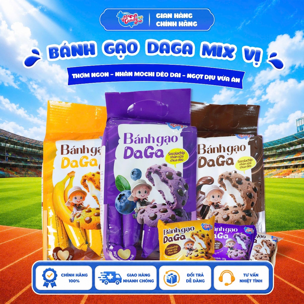 Bánh quy Socola Chip nhân Mochi dẻo DaGa Vị Chuối, Socola, Việt quất My Candy Việt Nam