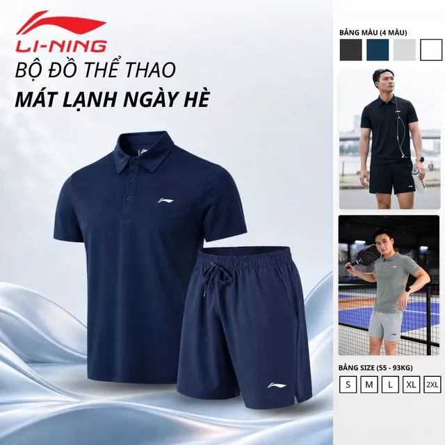 Bộ quần áo nam Li-Ning APLS001, Set đồ nam vải thể thao mềm mát và co giãn form xuông [50-85kg]