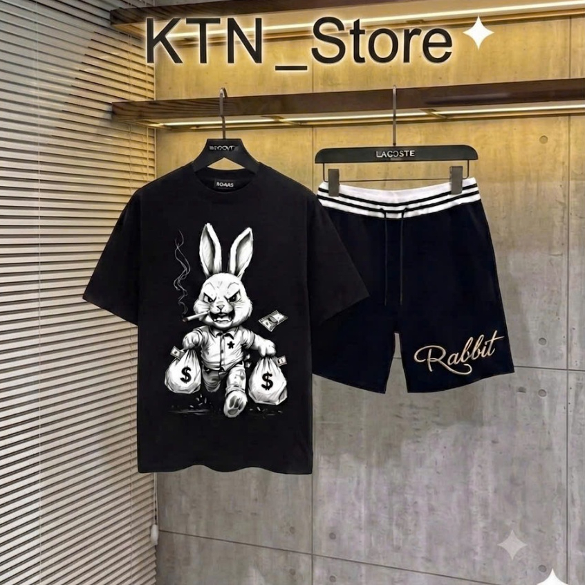 Bộ Đồ Nam Mùa Hè Thỏ Money đủ các màu Hot Trend, Chất Liệu Cotton Tháng Mát, In Hình Rõ Nét Cực Chất