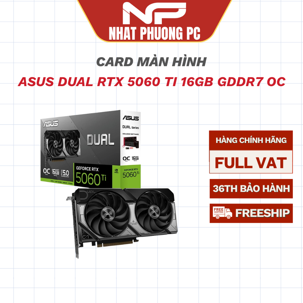 VGA ASUS DUAL RTX 5060 TI 16GB GDDR7 OC