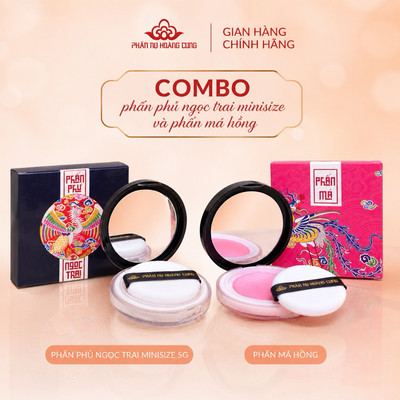 Combo phấn phủ ngọc trai minisize và phấn má hồng dạng bột Phấn Nụ Hoàng Cung 5g