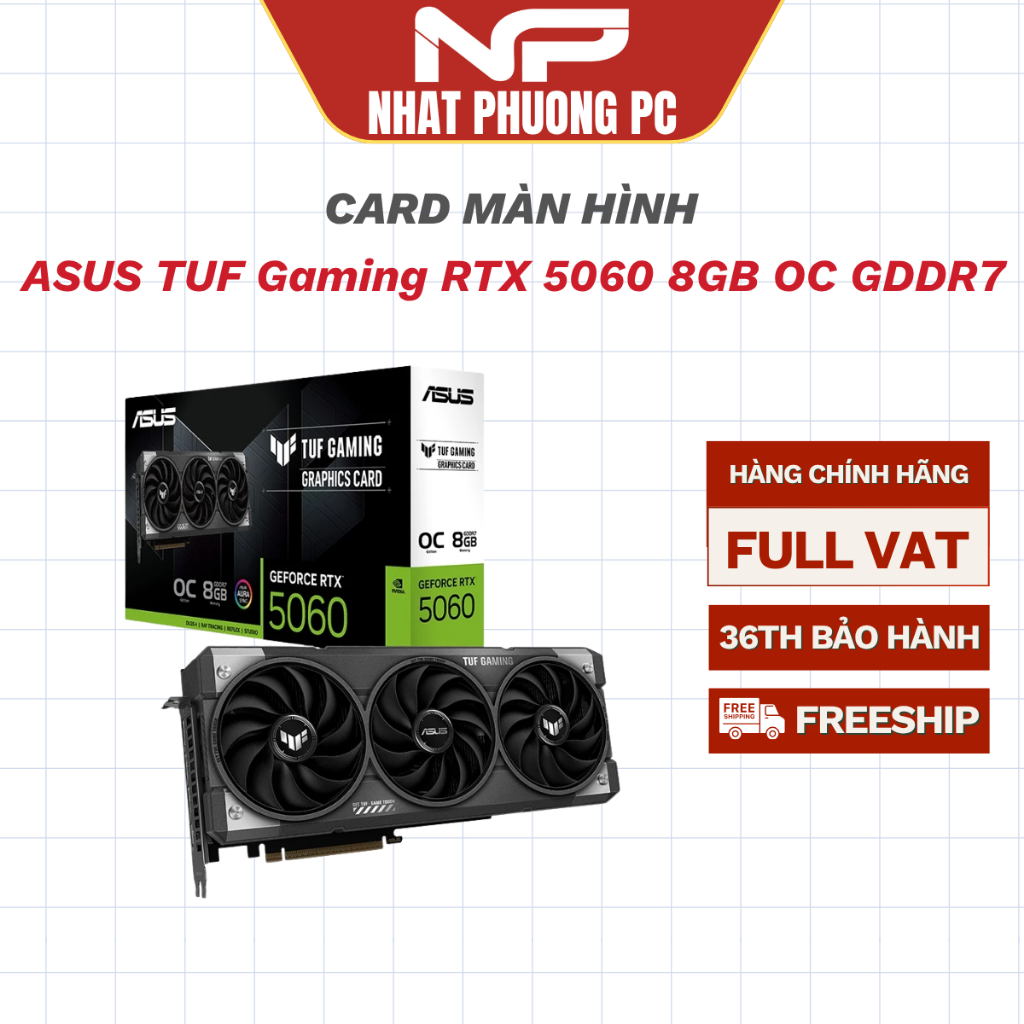 VGA ASUS TUF Gaming GeForce RTX 5060 8GB OC 3 Fan GDDR7