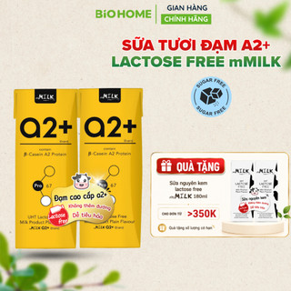 Sữa Tươi mMilk Đạm Cao Cấp A2+ Không Lactose 180ml [CHÍNH HÃNG] Sữa Tiệt Trùng Không Đường Nhập Khẩu Thái Lan Giàu Canxi
