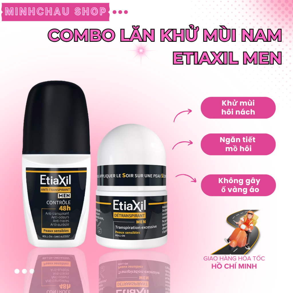 Combo Lăn Khử Mùi Hàng Ngày Men 50ml & Etiaxil Men 15ml - Giải pháp hoàn hảo cho cơ thể thơm tho