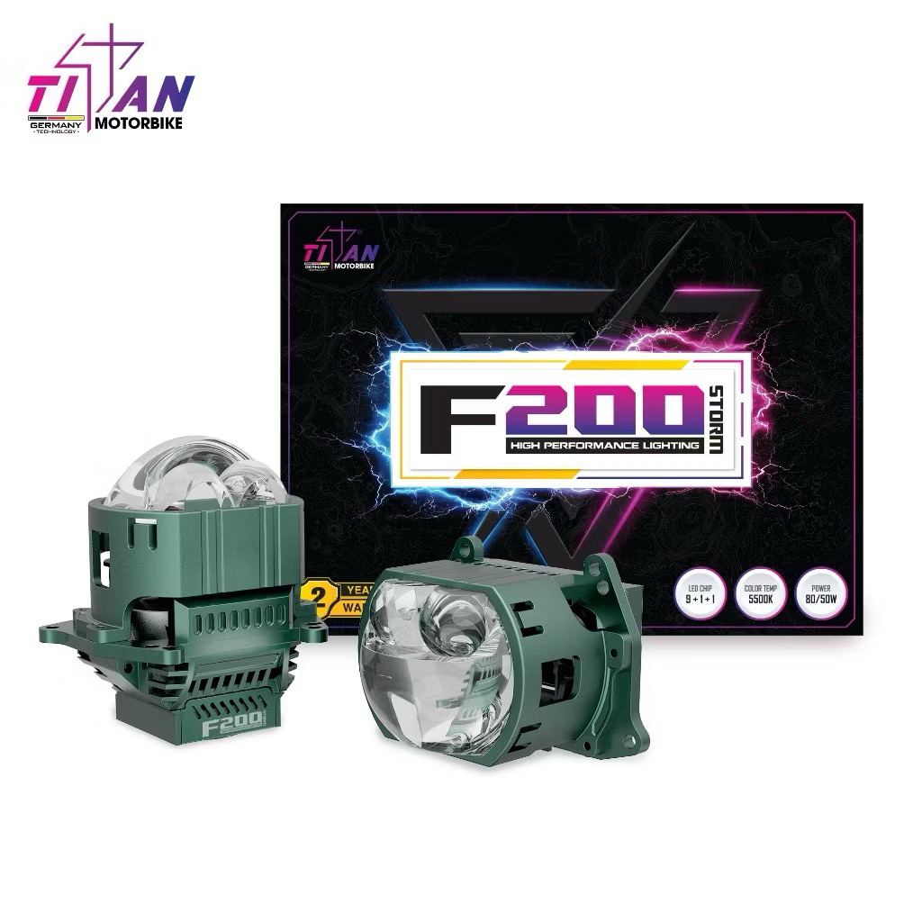 Đèn Bi Led TITAN F200 Storm - Laser 80w 2 Mắt Trợ Pha Giả Lập Laser