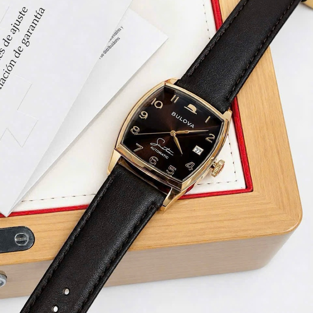 Đồng hồ nam dâyv da Bulova Frank Sinatra Automatic Young At Heart 97B198