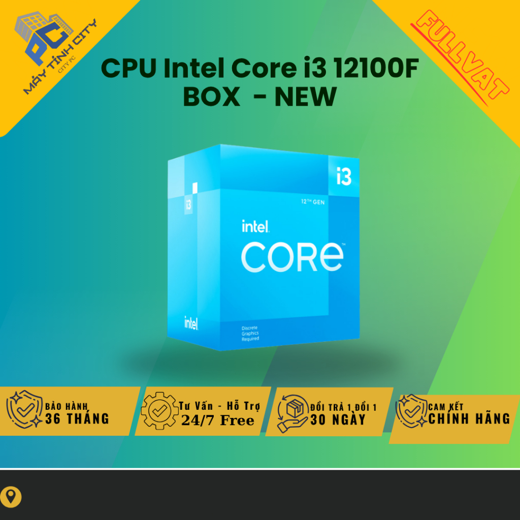 [FULL VAT] CPU Intel Core i3 12100F BOX  - NEW BẢO HÀNH 36 THÁNG